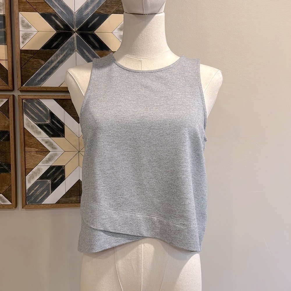 Banana Republic Women’s Cropped High Neck Exposed Zipper Gray Sleeveless Top XS